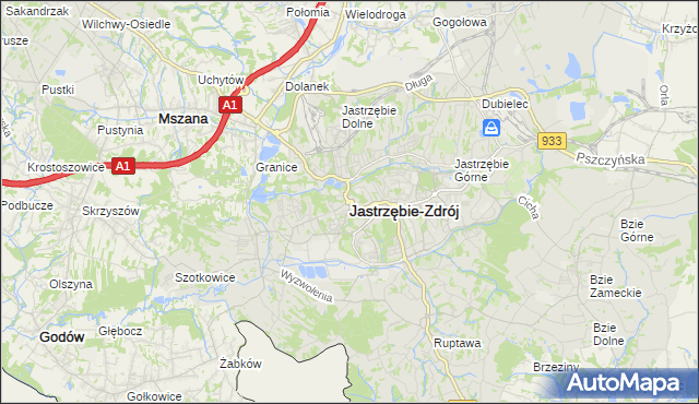 mapa Jastrzębie-Zdrój, Jastrzębie-Zdrój na mapie Targeo
