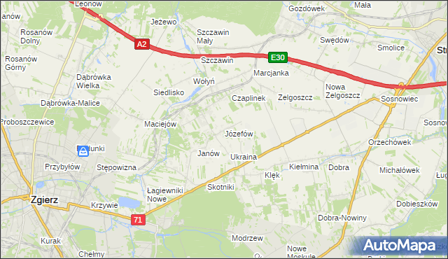 mapa Józefów gmina Zgierz, Józefów gmina Zgierz na mapie Targeo