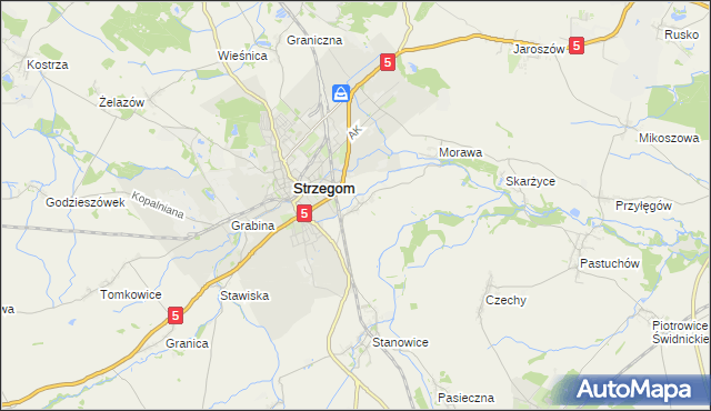 mapa Międzyrzecze gmina Strzegom, Międzyrzecze gmina Strzegom na mapie Targeo
