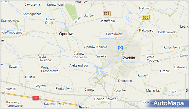 mapa Pasieka gmina Żychlin, Pasieka gmina Żychlin na mapie Targeo