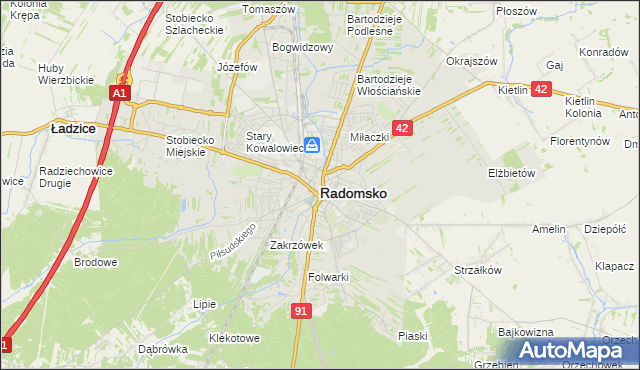 mapa Radomsko, Radomsko na mapie Targeo