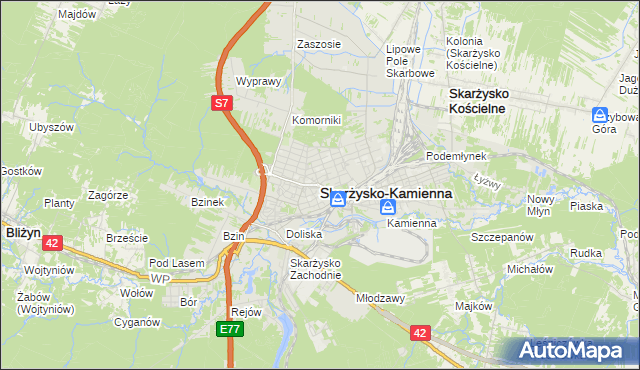 mapa Skarżysko-Kamienna, Skarżysko-Kamienna na mapie Targeo