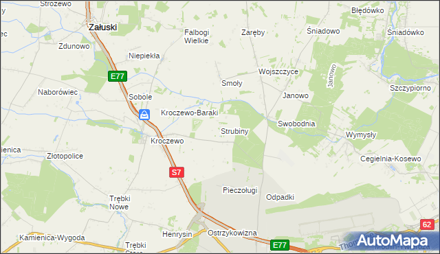 mapa Strubiny gmina Zakroczym, Strubiny gmina Zakroczym na mapie Targeo