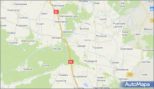 mapa Zabijak gmina Koziegłowy, Zabijak gmina Koziegłowy na mapie Targeo