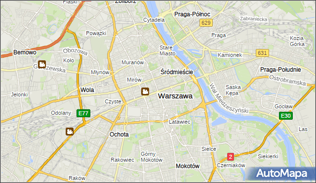 mapa Warszawy, Warszawa na mapie Targeo