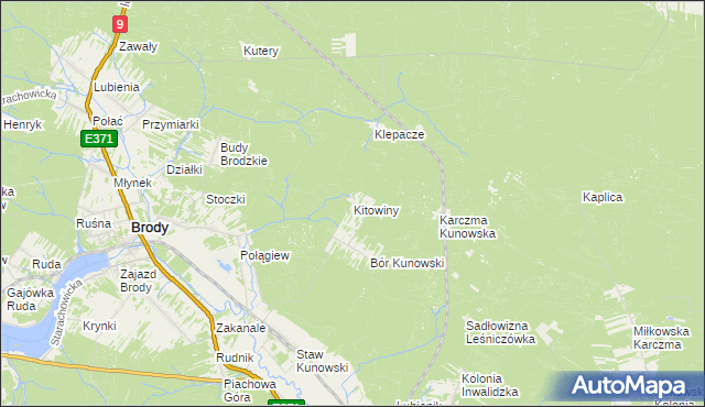mapa Kitowiny, Kitowiny na mapie Targeo