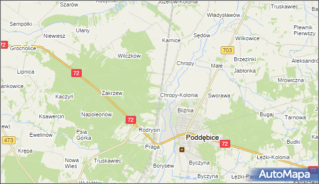 mapa Chropy-Kolonia, Chropy-Kolonia na mapie Targeo