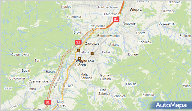 mapa Cięcina, Cięcina na mapie Targeo