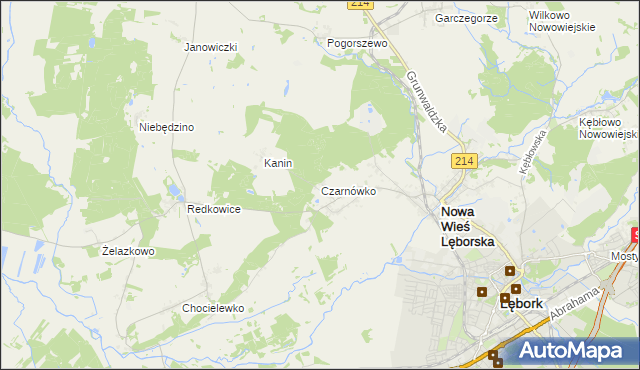 mapa Czarnówko gmina Nowa Wieś Lęborska, Czarnówko gmina Nowa Wieś Lęborska na mapie Targeo