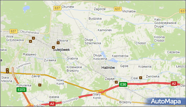 mapa Długa Kościelna, Długa Kościelna na mapie Targeo