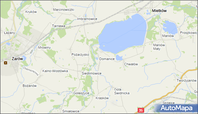 mapa Domanice gmina Mietków, Domanice gmina Mietków na mapie Targeo