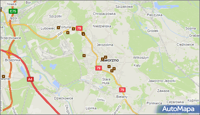 mapa Jaworzno, Jaworzno na mapie Targeo