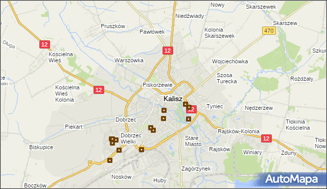 mapa Kalisza, Kalisz na mapie Targeo