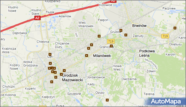 mapa Milanówek, Milanówek na mapie Targeo