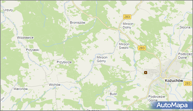 mapa Mirocin Górny, Mirocin Górny na mapie Targeo