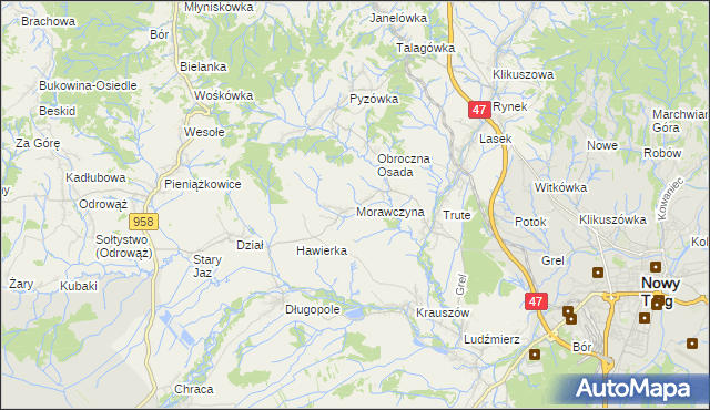mapa Morawczyna, Morawczyna na mapie Targeo