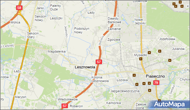 mapa Nowa Wola gmina Lesznowola, Nowa Wola gmina Lesznowola na mapie Targeo