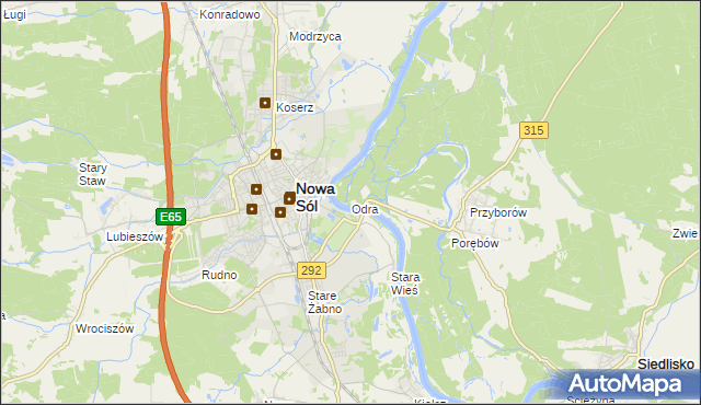 mapa Odra gmina Nowa Sól, Odra gmina Nowa Sól na mapie Targeo