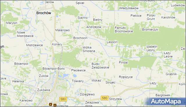 mapa Olszowiec gmina Brochów, Olszowiec gmina Brochów na mapie Targeo