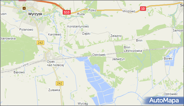 mapa Ostrówek gmina Wyrzysk, Ostrówek gmina Wyrzysk na mapie Targeo