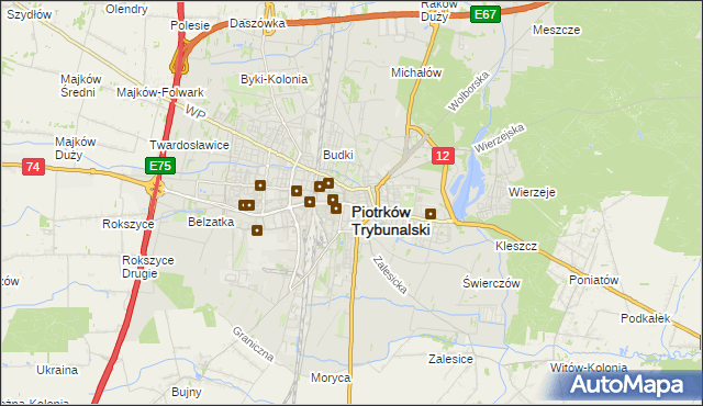 mapa Piotrków Trybunalski, Piotrków Trybunalski na mapie Targeo