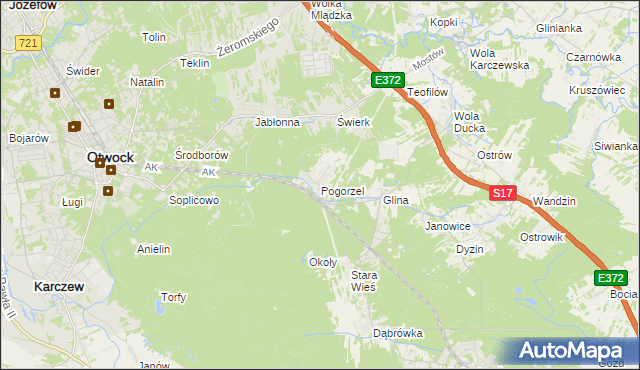mapa Pogorzel gmina Celestynów, Pogorzel gmina Celestynów na mapie Targeo