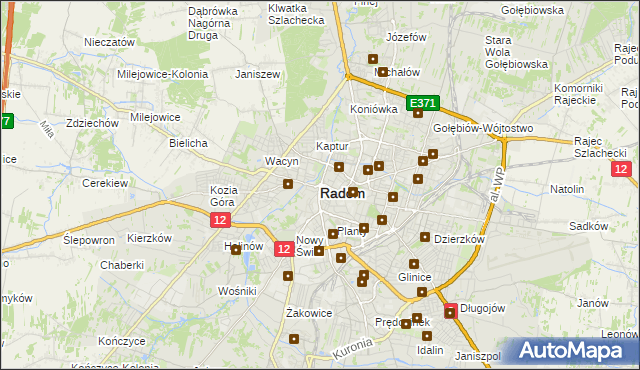mapa Radomia, Radom na mapie Targeo