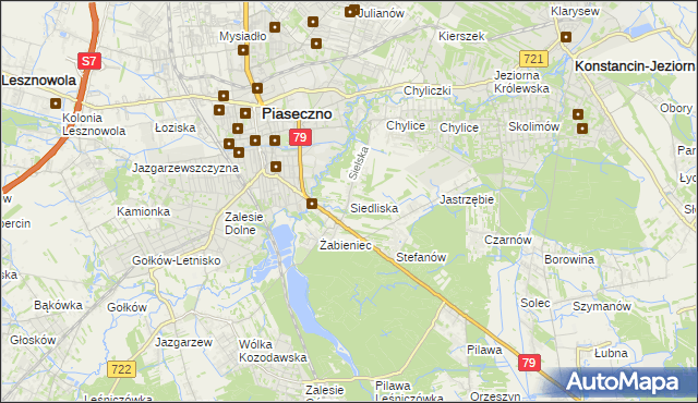 mapa Siedliska gmina Piaseczno, Siedliska gmina Piaseczno na mapie Targeo