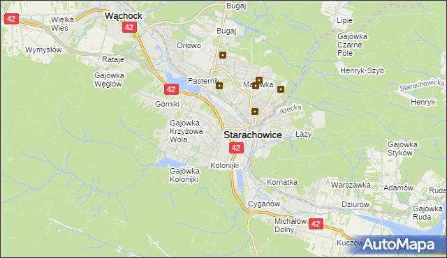 mapa Starachowic, Starachowice na mapie Targeo