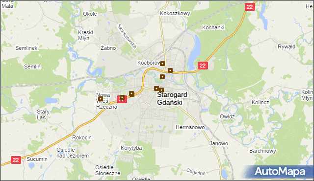 mapa Starogard Gdański, Starogard Gdański na mapie Targeo