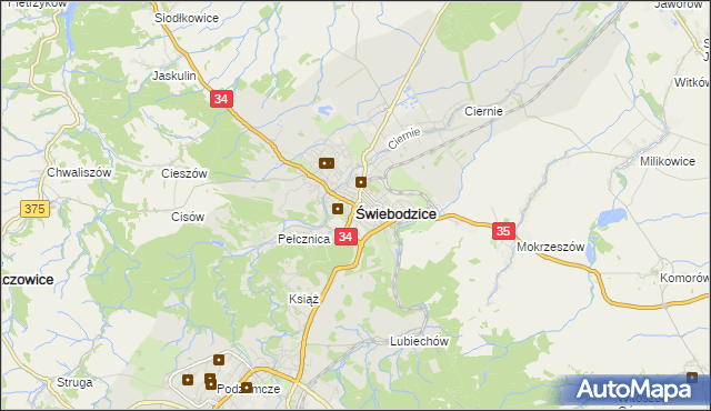 mapa Świebodzice, Świebodzice na mapie Targeo