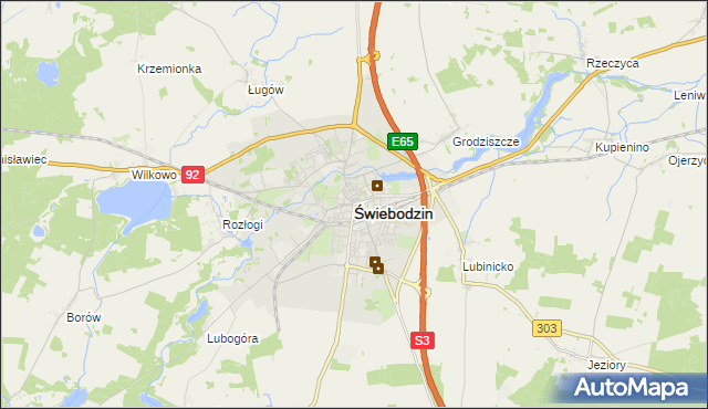mapa Świebodzin, Świebodzin na mapie Targeo