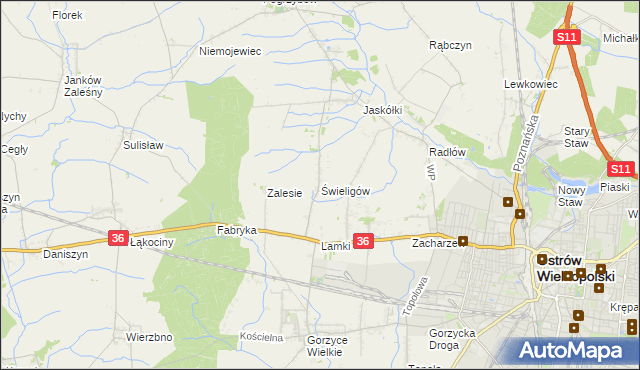 mapa Świeligów, Świeligów na mapie Targeo