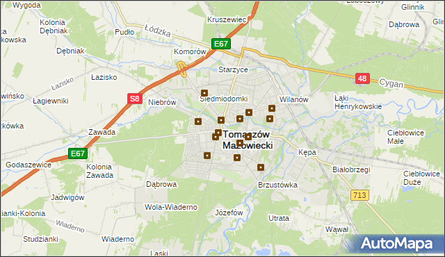 mapa Tomaszów Mazowiecki, Tomaszów Mazowiecki na mapie Targeo