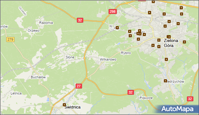 mapa Wilkanowo gmina Świdnica, Wilkanowo gmina Świdnica na mapie Targeo