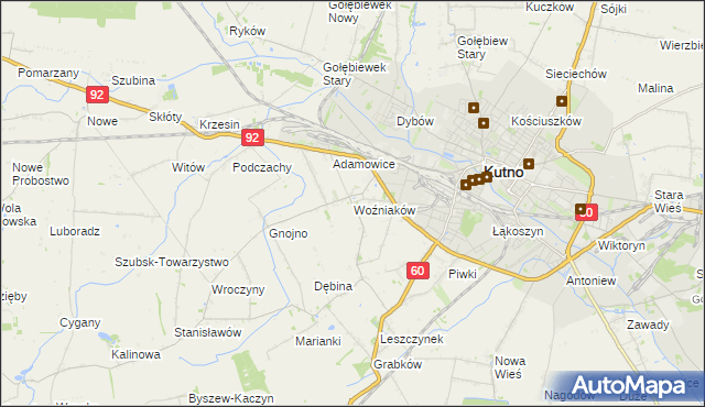 mapa Woźniaków, Woźniaków na mapie Targeo