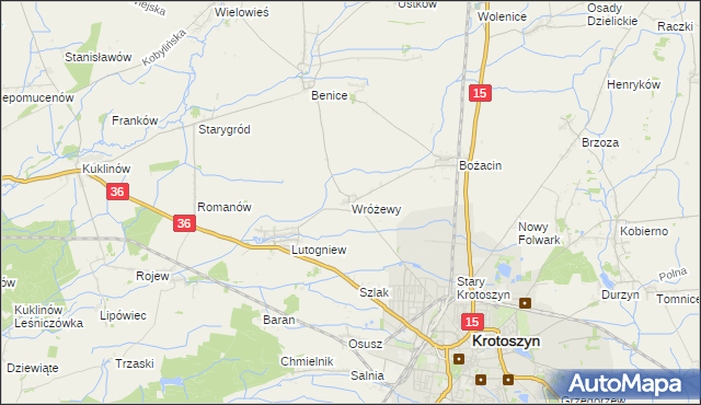 mapa Wróżewy, Wróżewy na mapie Targeo