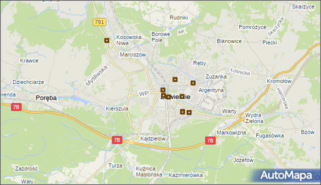 mapa Zawiercie, Zawiercie na mapie Targeo