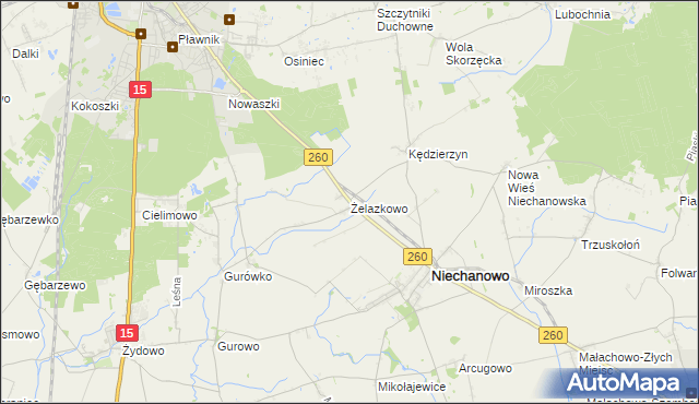 mapa Żelazkowo gmina Niechanowo, Żelazkowo gmina Niechanowo na mapie Targeo
