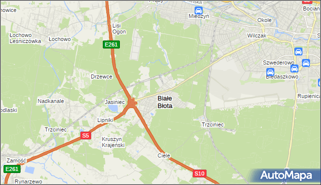 mapa Białe Błota powiat bydgoski, Białe Błota powiat bydgoski na mapie Targeo