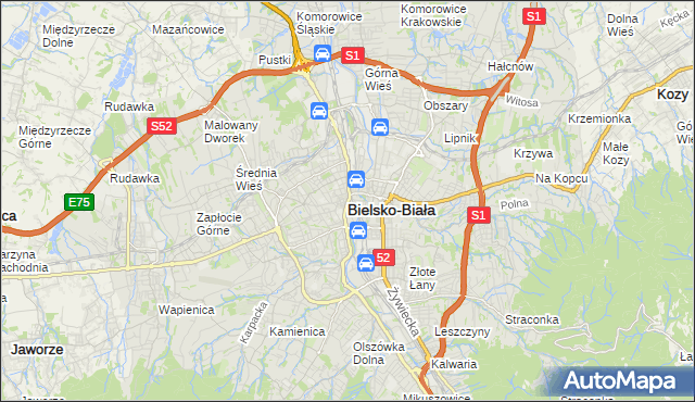 mapa Bielsko-Białej, Bielsko-Biała na mapie Targeo