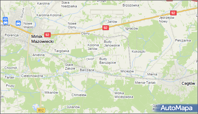 mapa Budy Barcząckie, Budy Barcząckie na mapie Targeo