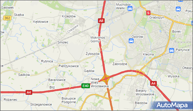mapa Cesarzowice gmina Kąty Wrocławskie, Cesarzowice gmina Kąty Wrocławskie na mapie Targeo