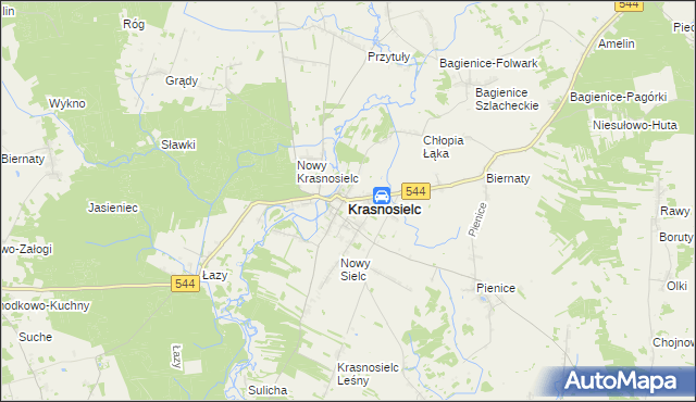 mapa Krasnosielc, Krasnosielc na mapie Targeo