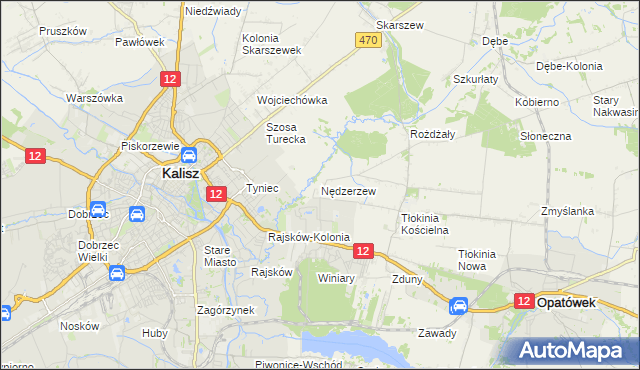 mapa Nędzerzew gmina Opatówek, Nędzerzew gmina Opatówek na mapie Targeo