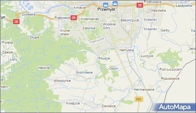 mapa Pikulice, Pikulice na mapie Targeo