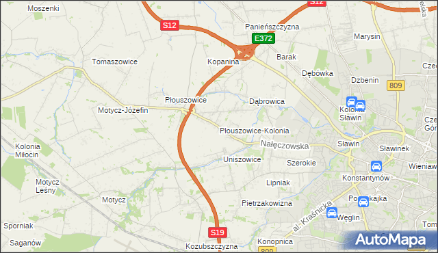 mapa Płouszowice-Kolonia, Płouszowice-Kolonia na mapie Targeo