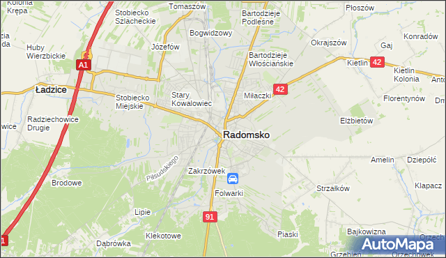 mapa Radomsko, Radomsko na mapie Targeo