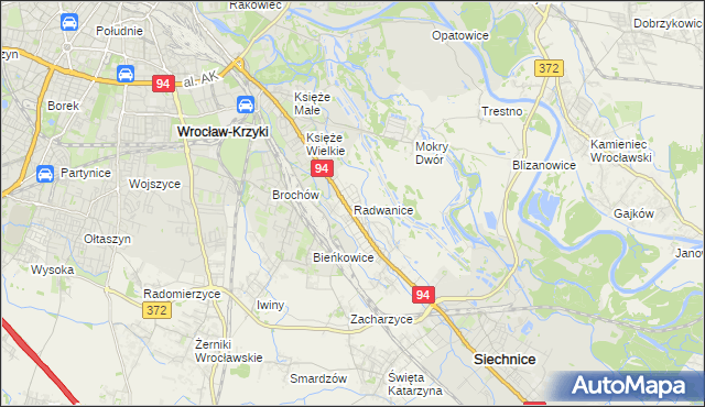 mapa Radwanice gmina Siechnice, Radwanice gmina Siechnice na mapie Targeo