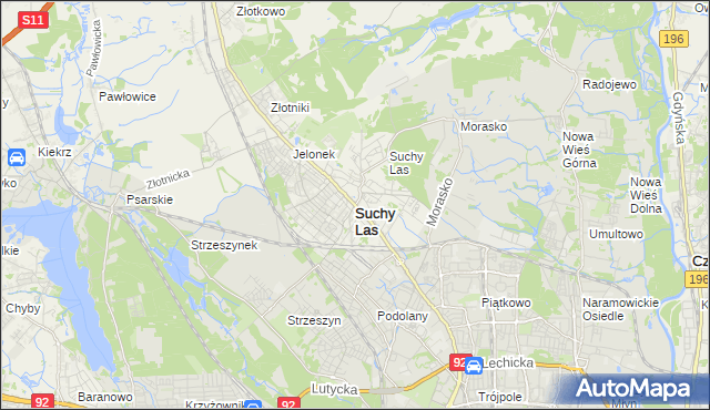 mapa Suchy Las powiat poznański, Suchy Las powiat poznański na mapie Targeo